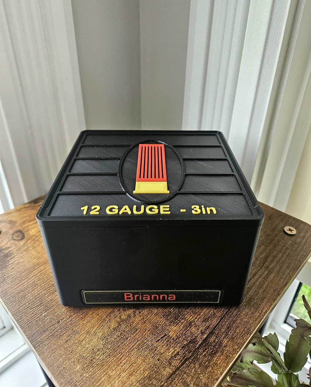Personalized black 12 Gauge 3-inch ammunition box