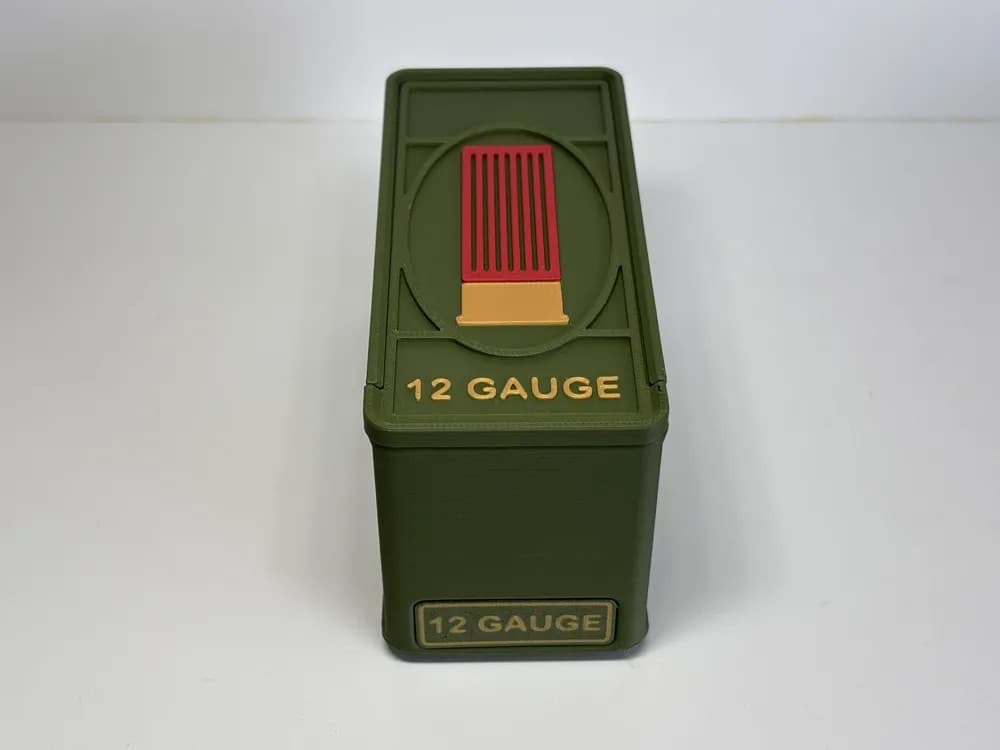 Ammo Storage Box 12 Gauge 2-3/4 10 Shells / Rounds front view product photo; ammunition not included