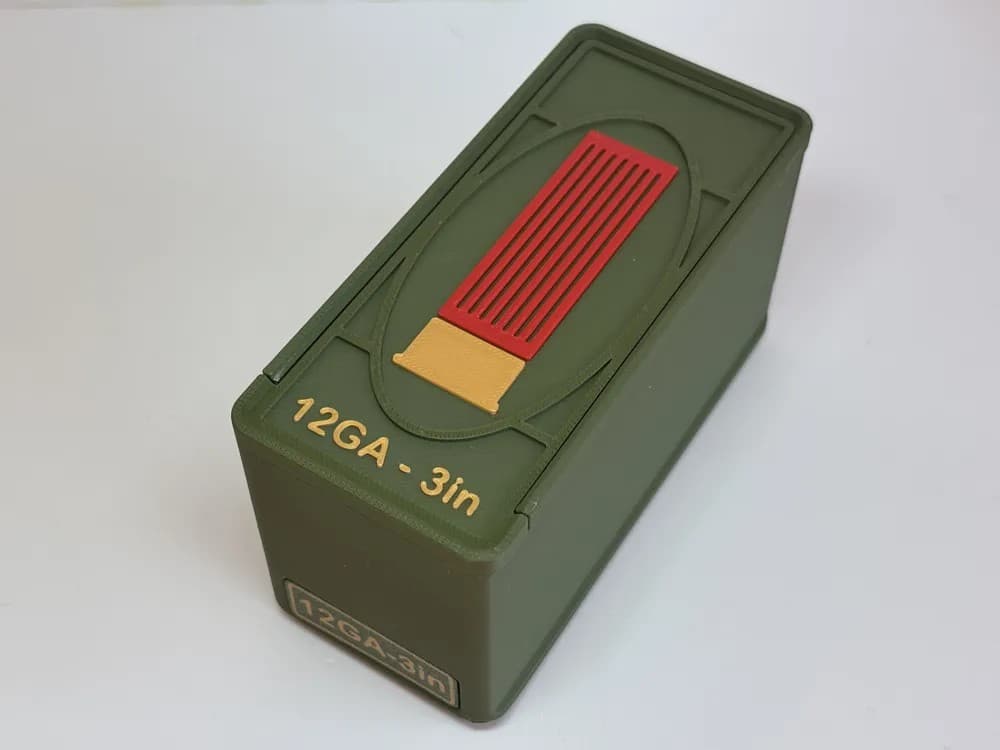 Ammo Storage Box 12 Gauge - 3in 10 Shells closed view product photo; ammunition not included