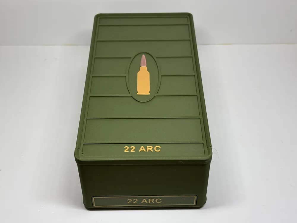 Ammo Storage Box - .22 ARC - 105 Rounds front view product photo; ammunition not included
