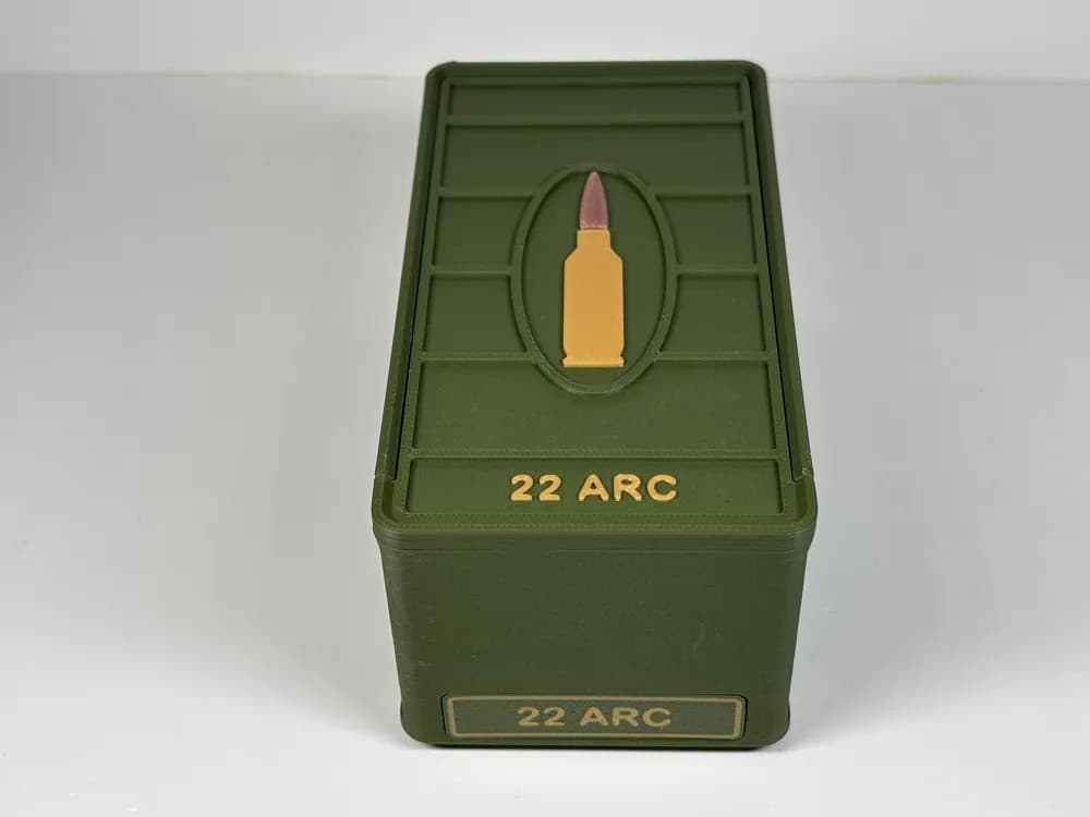 Ammo Storage Box - 22 ARC - 50 Rounds front view product photo; ammunition not included