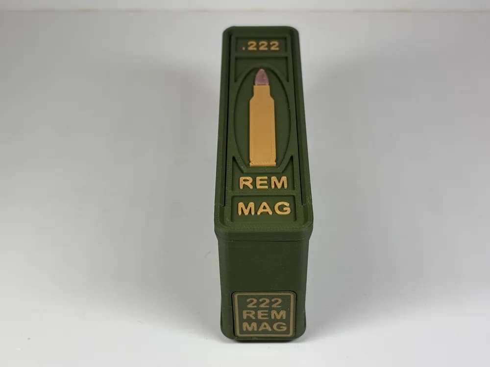 Ammo Storage Box - .222 Remington Magnum - 20 Rnd front view product photo; ammunition not included