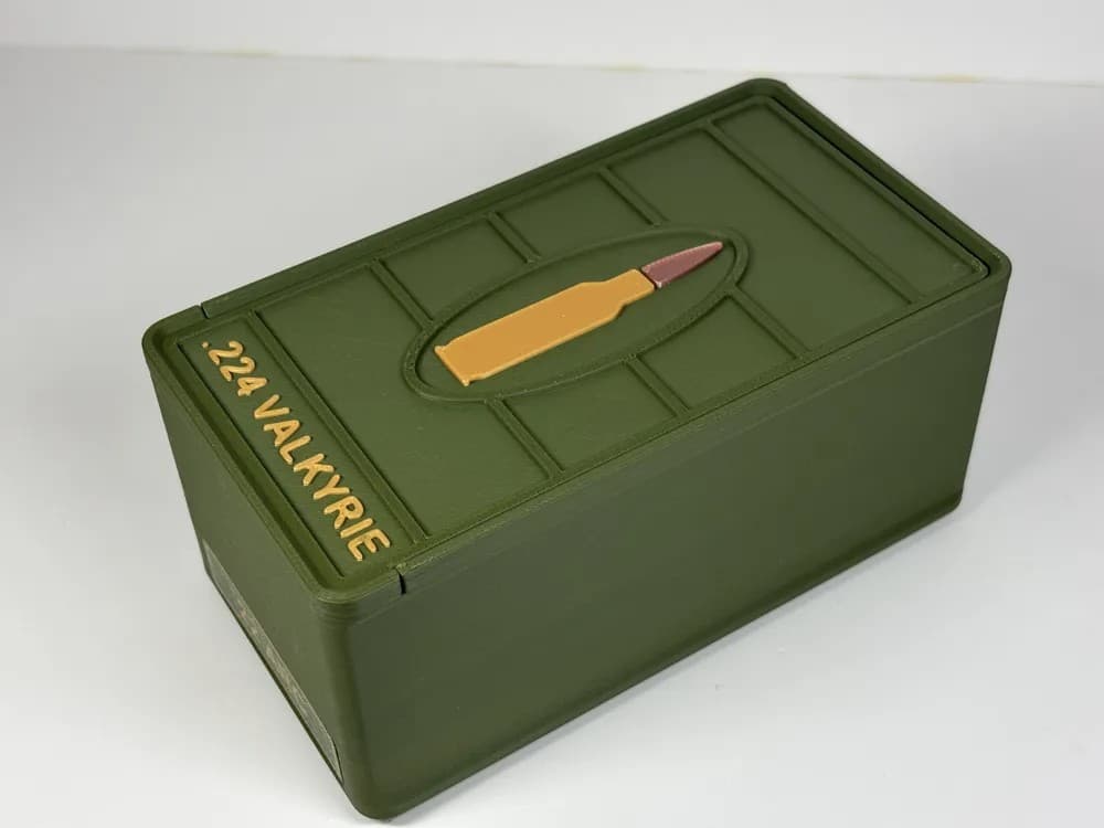 Ammo Storage Box - .224 Valkyrie - 50 Rounds closed view product photo; ammunition not included