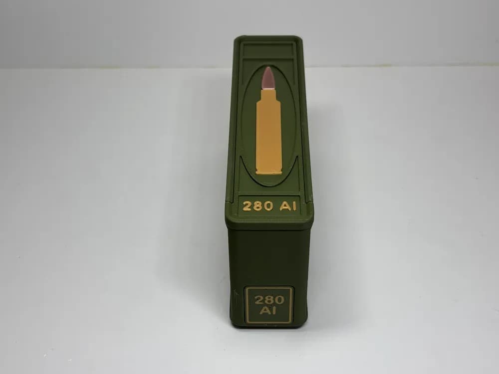 Ammo Storage Box - 280 Ackley Improved - 20 Rnds front view product photo; ammunition not included