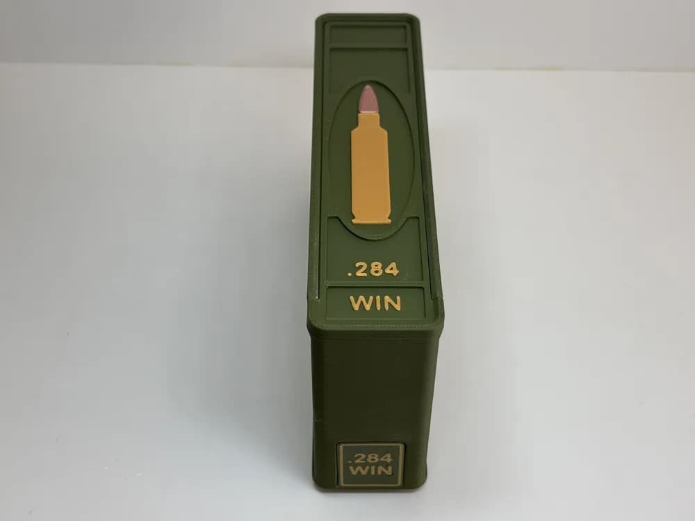 Ammo Storage Box - .284 WINCHESTER WIN - 20 Rounds front view product photo; ammunition not included