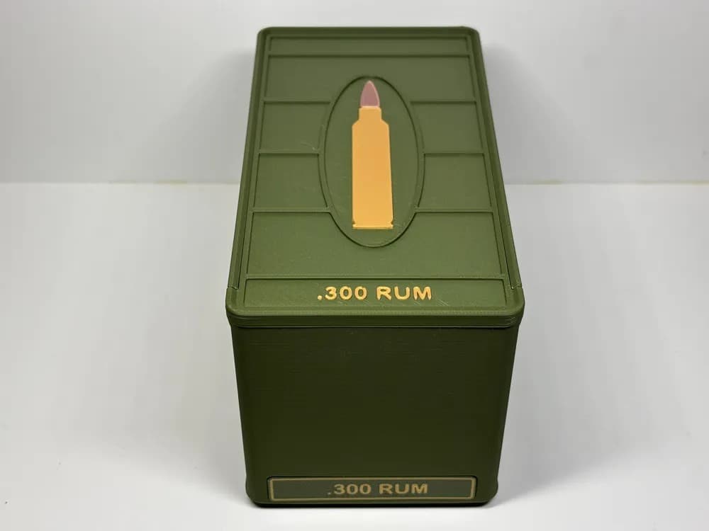 Ammo Storage Box - .300 RUM - 50 Rounds front view product photo; ammunition not included