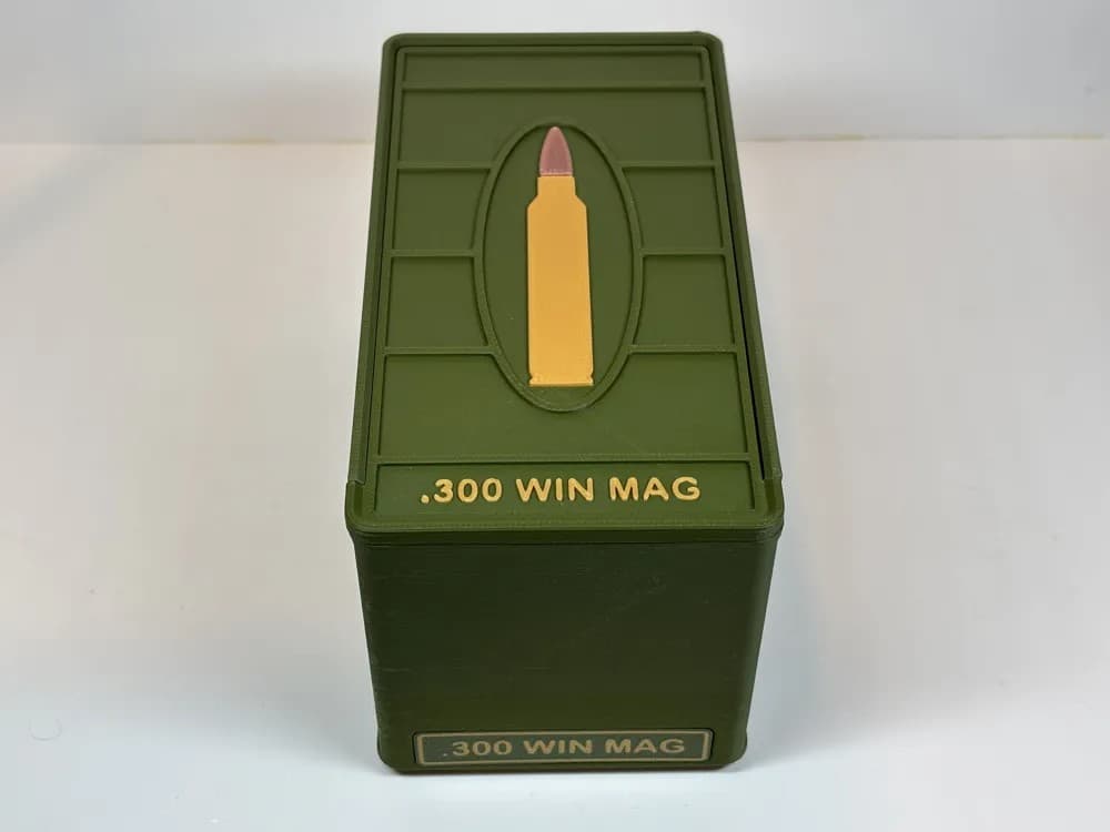 Ammo Storage Box .300 Winchester Magnum 50 Rounds front view product photo; ammunition not included