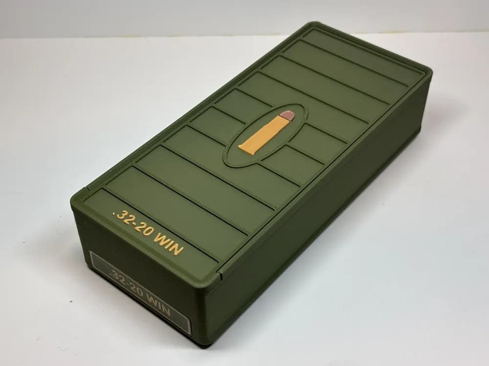Ammo Storage Box - .32-20 WINCHESTER - 102 Rounds closed view product photo; ammunition not included