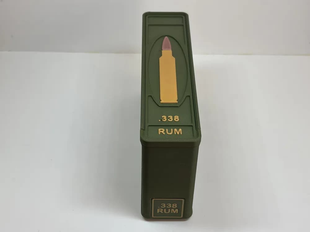 Ammo Storage Box .338 RUM Remington Ultra Mag 20 front view product photo; ammunition not included