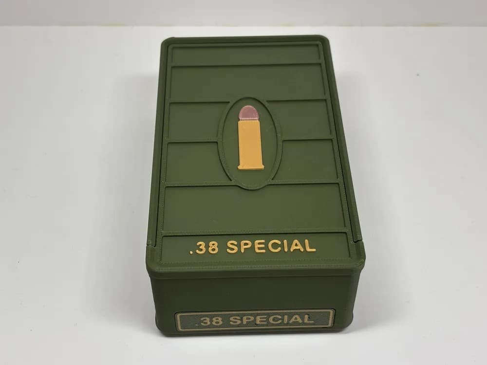 Ammo Storage Box - .38 SPECIAL - 66 Round front view product photo; ammunition not included