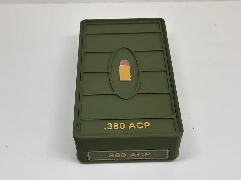 Ammo Storage Box - .380 ACP - 66 Round front view product photo; ammunition not included