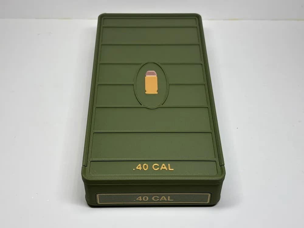 Ammo Storage Box - .40 CALIBER - 105 Rounds front view product photo; ammunition not included