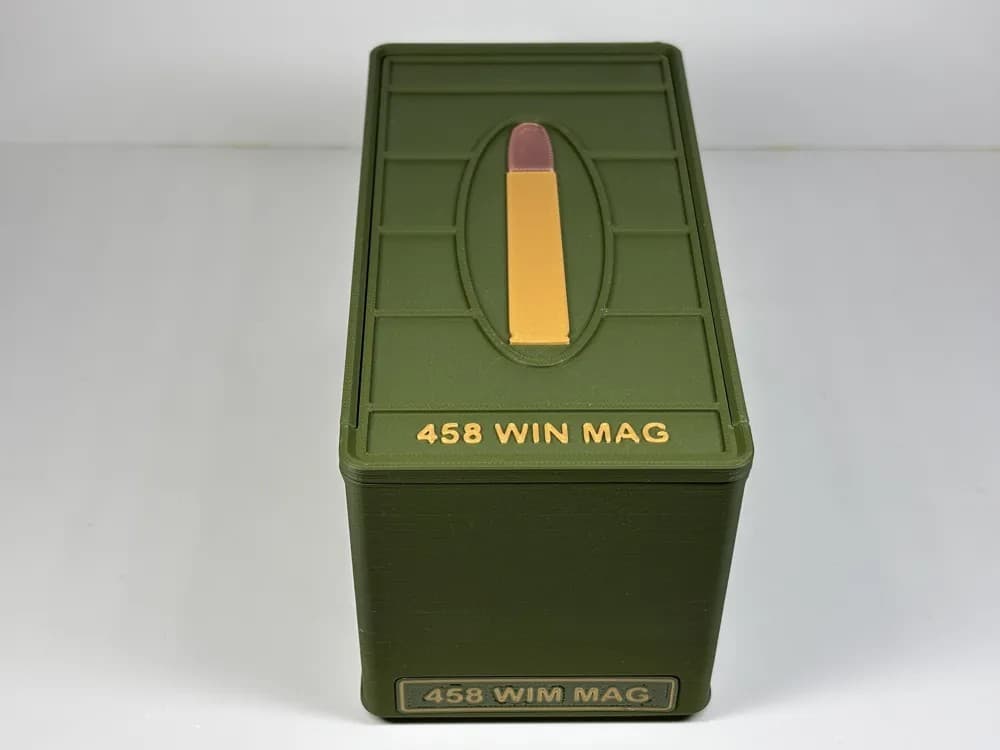 Ammo Storage Box - 458 WIN MAG - 50 Rounds front view product photo; ammunition not included