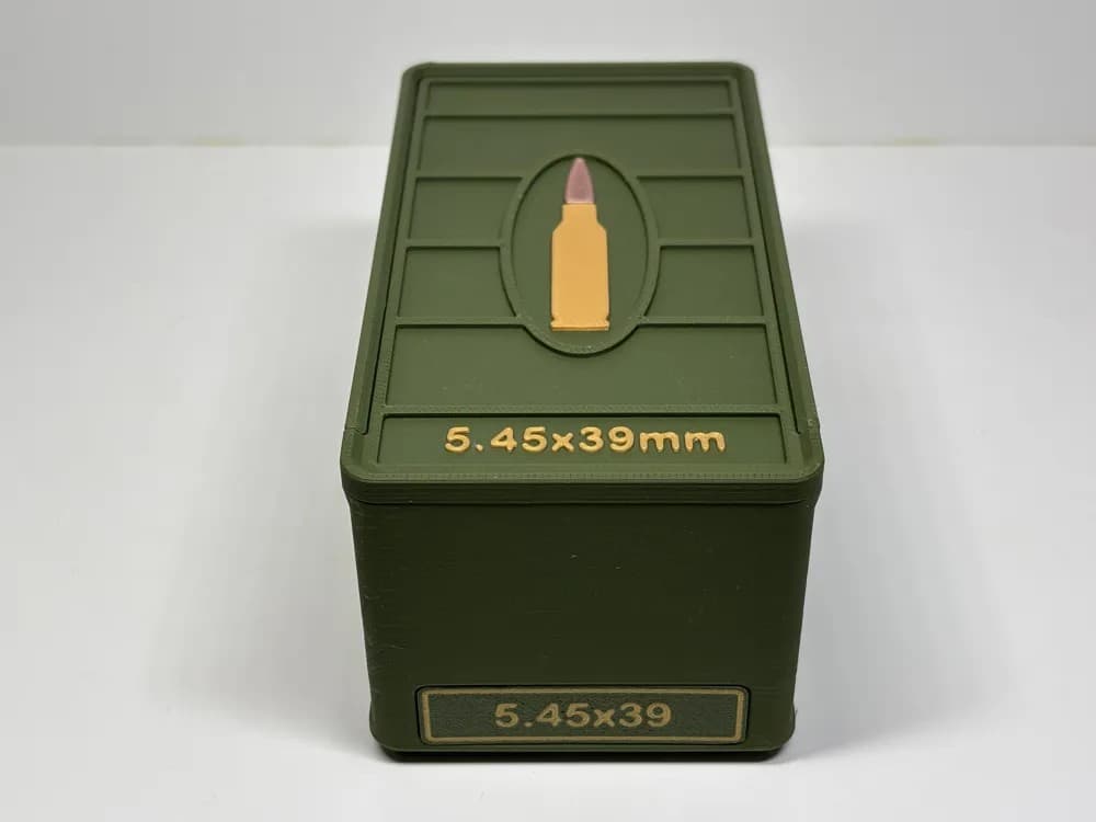 Ammo Storage Box - 5.45x39mm - 50 Rounds front view product photo; ammunition not included
