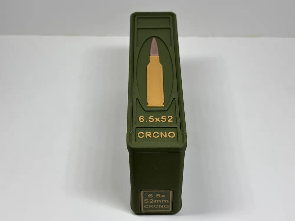 Ammo Storage Box - 6.5x52mm CARCANO - 20 Rounds front view product photo; ammunition not included