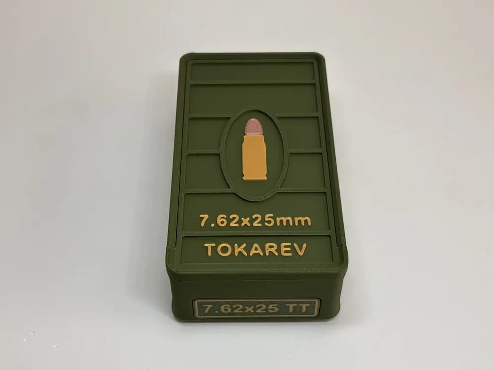 Ammo Storage Box - 7.62x25mm TOKAREV - 50 Rounds front view product photo; ammunition not included