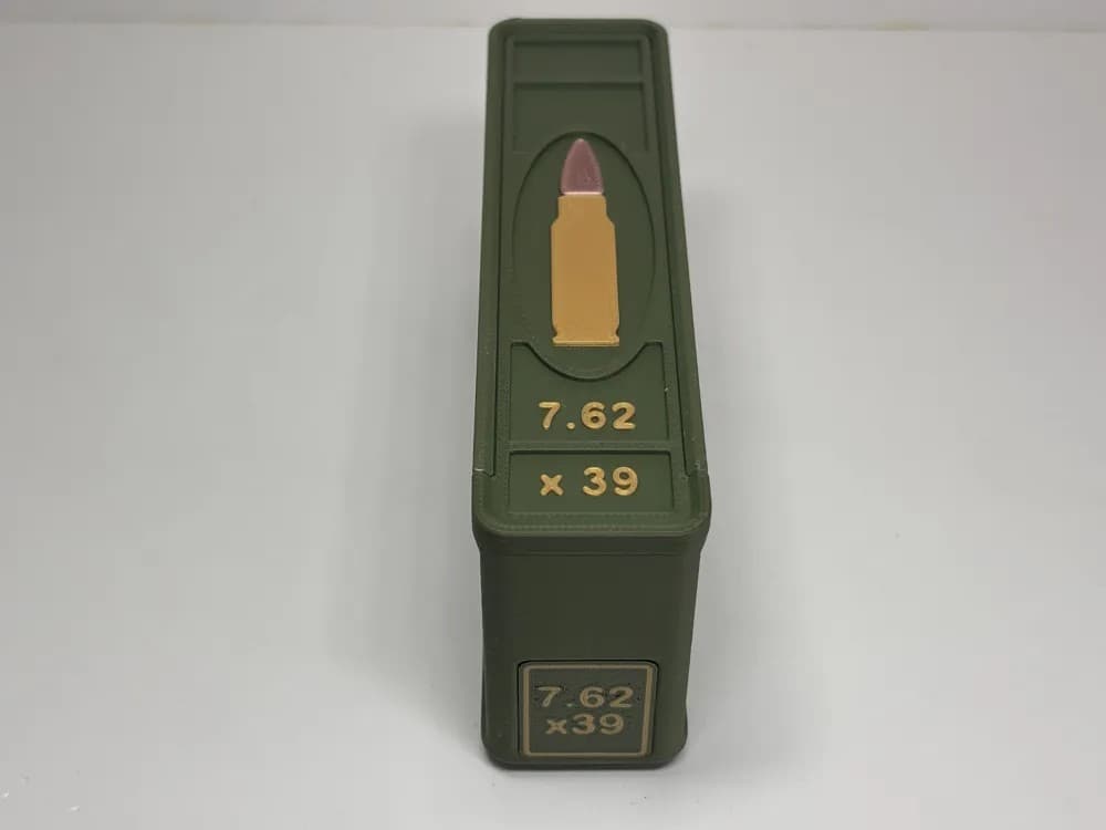 Ammo Storage Box - 7.62x39mm - 20 Rounds front view product photo; ammunition not included