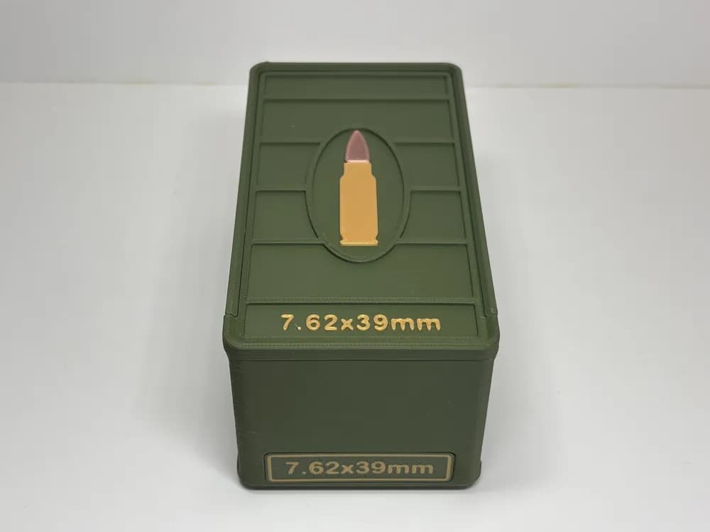 Ammo Storage Box - 7.62x39mm - 50 Rounds front view product photo; ammunition not included