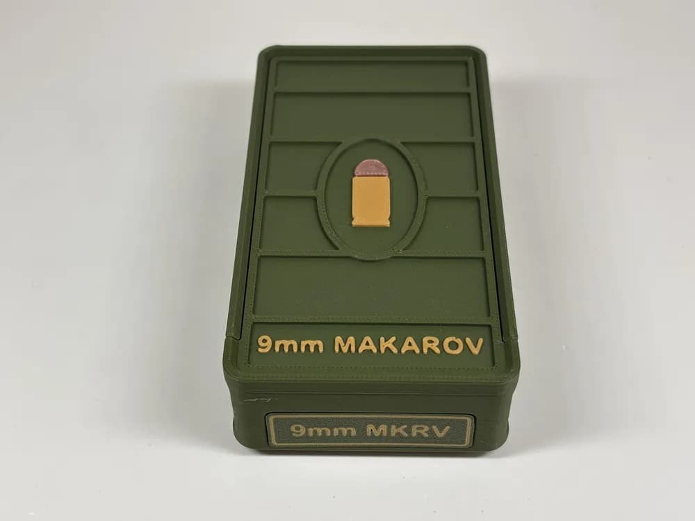 Ammo Storage Box 9mm Makarov 50 Rounds front view product photo; ammunition not included