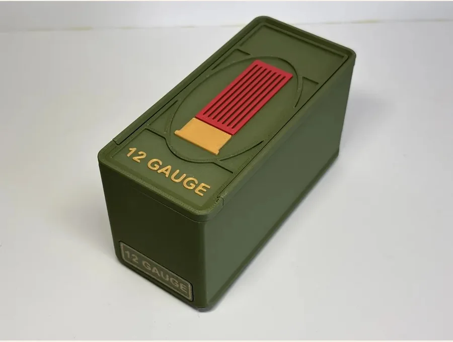 Closed 12 gauge shotgun shell storage box
